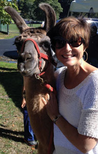 Executive Editor Beth Besen in an IPhone moment with a llama from Hudson Valley Llamas.