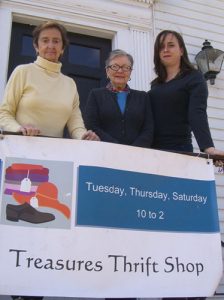Treasures volunteers, from left to right: Chum Bogart, Nan Bircham and Amy Knoll Lashmet
