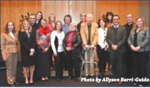 Local clergy and Council members together at Temple Beth El for last year’s Interfath Council Thanksgiving dinner. Front Row, from left to right: Candace Downing, CantorStar Trompeter, Nada Bernstein, Rev. Katy Cates, Phoebe Washburn, Richard Laster, Elinor Griffith, Rabbi Jonathan Jaffe, Rabbi Maura Linzer. Second Row, from left to right: Rev. Leigh Pezet, Roo Streich, Kristina Sibinga, Rev. Dr. Martha Jacobs, Ellen Lewis, Joanie Ferroni, Rev. Msgr. Tom Gilleece.