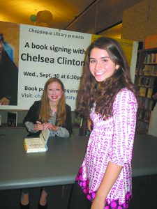 Amanda with Chelsea Clinton at the Chappaqua Library book signing