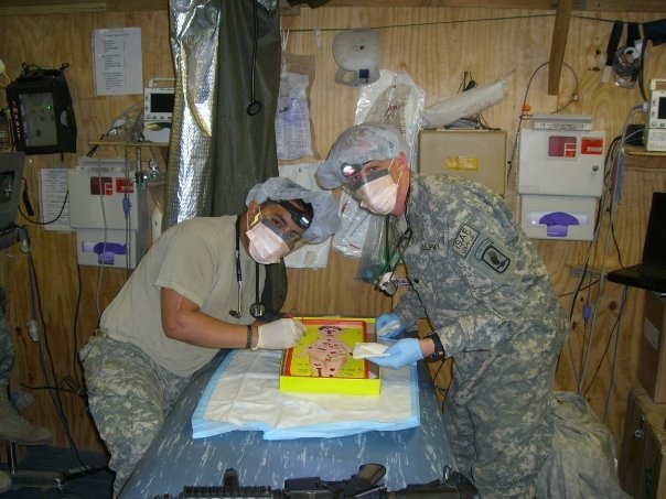 David Levine (L) spares a moment for some “operative” fun in Afghanastan