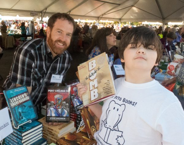  Chappaqua middle-schooler Jackson Greenberg with author Steve Sheinkin Photo credit: Joanna Segal